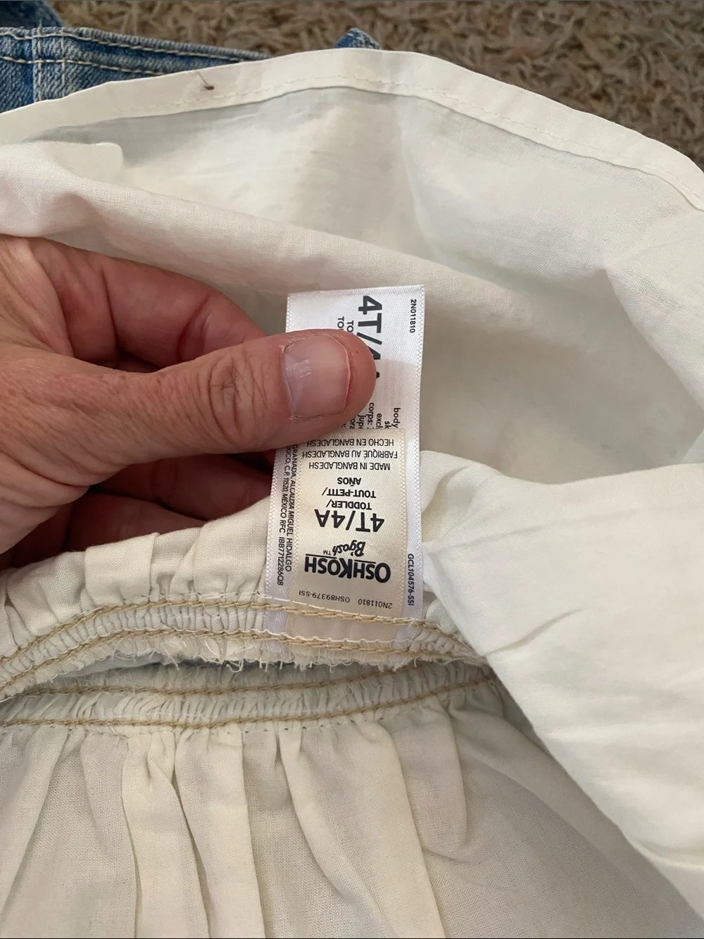 OshKosh B'gosh Denim & White Eyelet Skirt Overalls Dress 4T